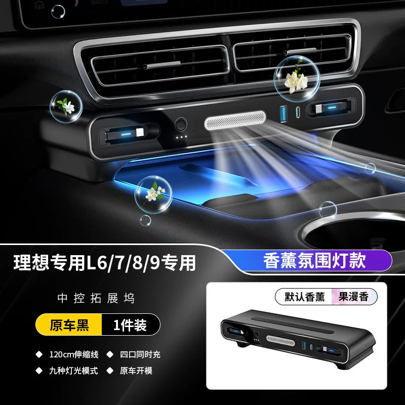 The all-new Li Auto L6, L7, L8 and L9 models feature a central control docking station, on-board charger, fast-charging retractable cable, ambient lighting and premium aromatherapy.