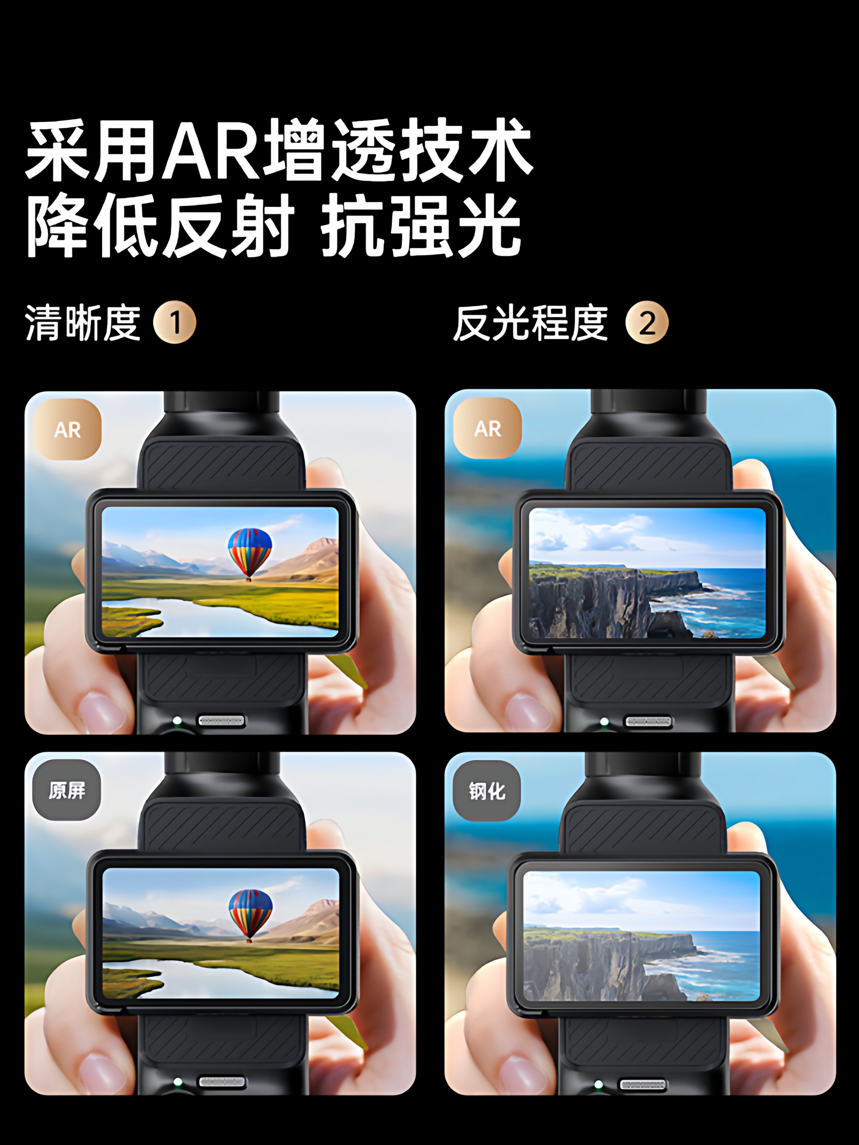 [Anti-yansıtma] DJI pocket4 ekran filmi cib3 temperli filmi üçün uyğundur DJI kamera filmi tam ekran örtüyü düşmə əleyhinə yeni osmo ön kamera lensi filmi AR əks etdirməyə qarşı aksesuarlar