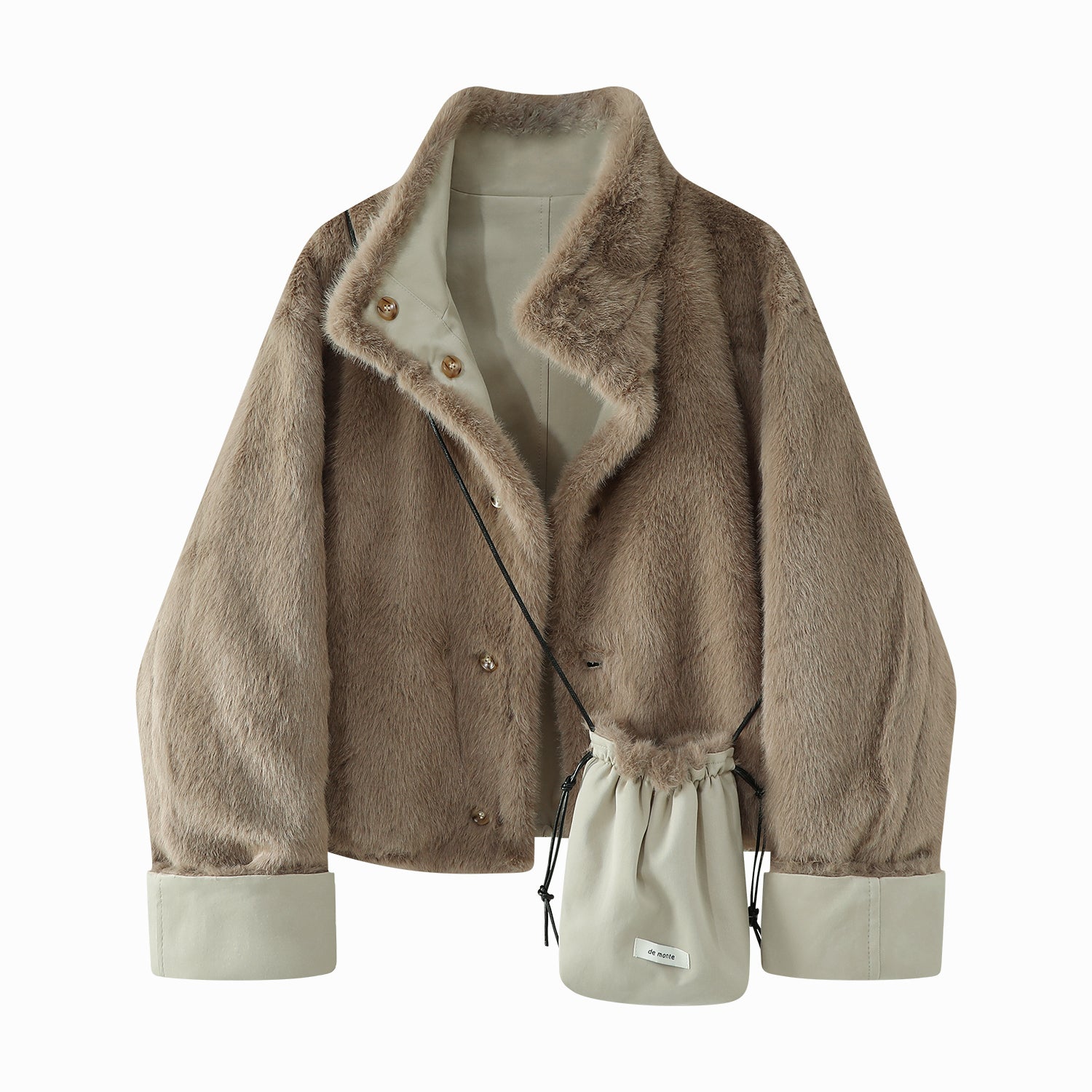 Cholisa-nın qadınlar üçün tamamilə möhtəşəm və gözəl quzu yunundan hazırlanmış paltosu, qış üçün isti və qalın, geri çevrilə bilən yumşaq pambıq üst geyim.