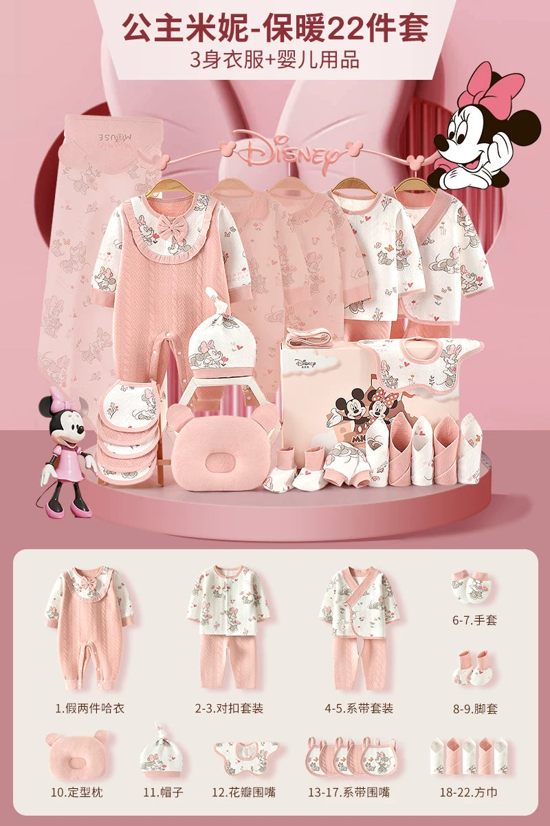 Qız uşaqları üçün Disney körpə geyimləri hədiyyə qutusu dəsti, yeni doğulmuş körpələr və tam aylıq qeyd etmələr üçün yüksək səviyyəli bir hədiyyə.