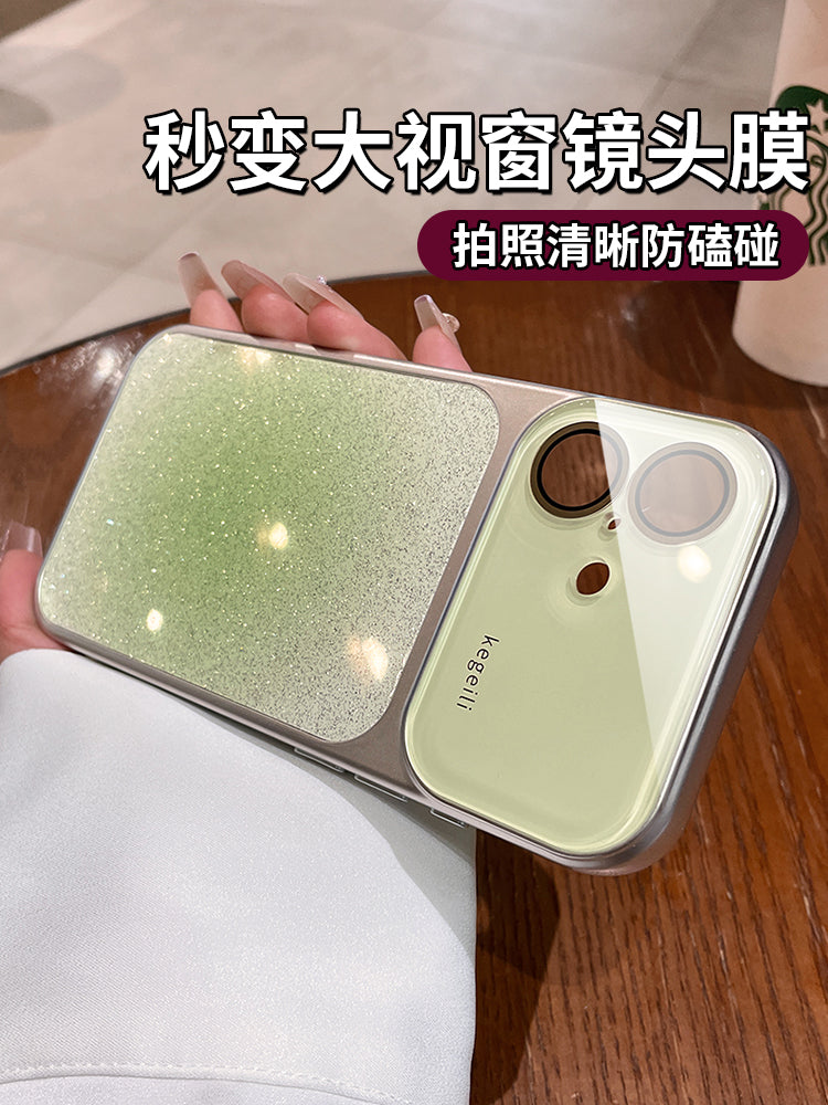 Apple 17promax mobil telefon qutusu üçün uyğundur, yeni iphone16pro ikincidən 17-yə qədər böyük pəncərə kamerası açarı hər şey daxil olmaqla 15 ləkələnmiş gradient parıltısı 14:00 yüksək səviyyəli niş yüngül lüks qadın gözəl görünüşlü qutu
