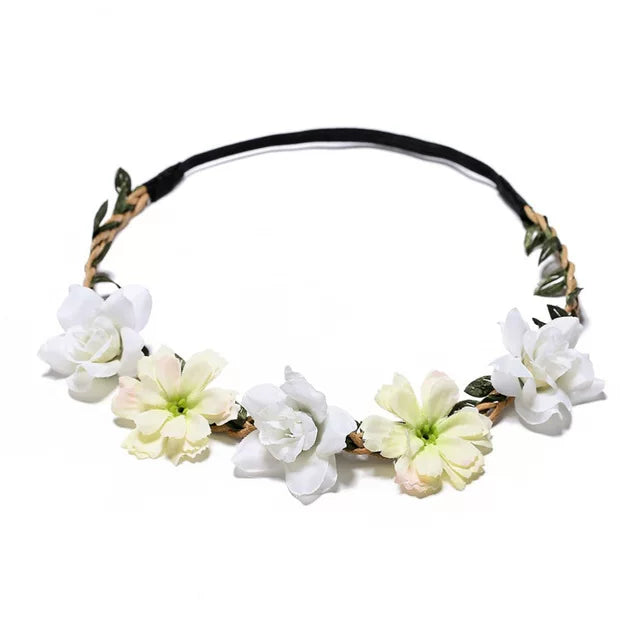 1 Piece Women Charming Floral Tiara Wedding Floral Headband Hairband A