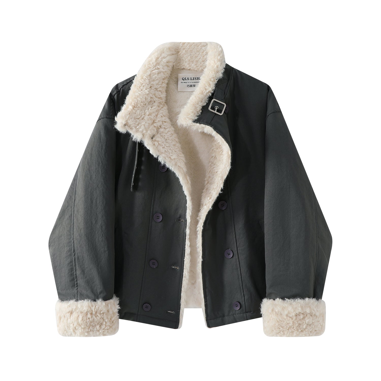 Chalisa Lambswool Parka Qadın Topu, Payız və Qış, Yun astarlı, Qalın, Super Şirin Retro İş Geyimi Pambıq Yastıqlı Gödəkçə