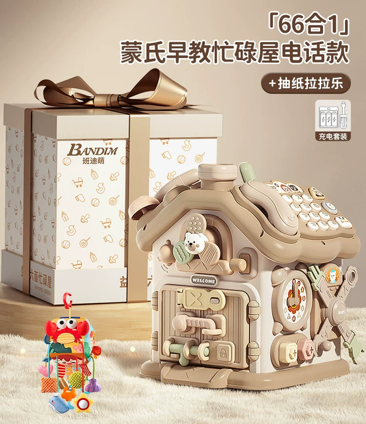 0-3 yaşlı uşaqlar üçün altıbucaqlı körpə oyuncağı, erkən uşaqlıq təhsili, Montessori səbəb-nəticə əlaqəsi, məşğul qutu, forma uyğun ev