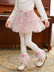 Qızlar üçün bir hissəli ətək şalvarları, 2025-ci ilin yaz və payız mövsümü üçün yeni model uşaq qış geyimləri, flis astarlı, süni iki hissəli leqinslər, ağ, çöldə geyinmək üçün.