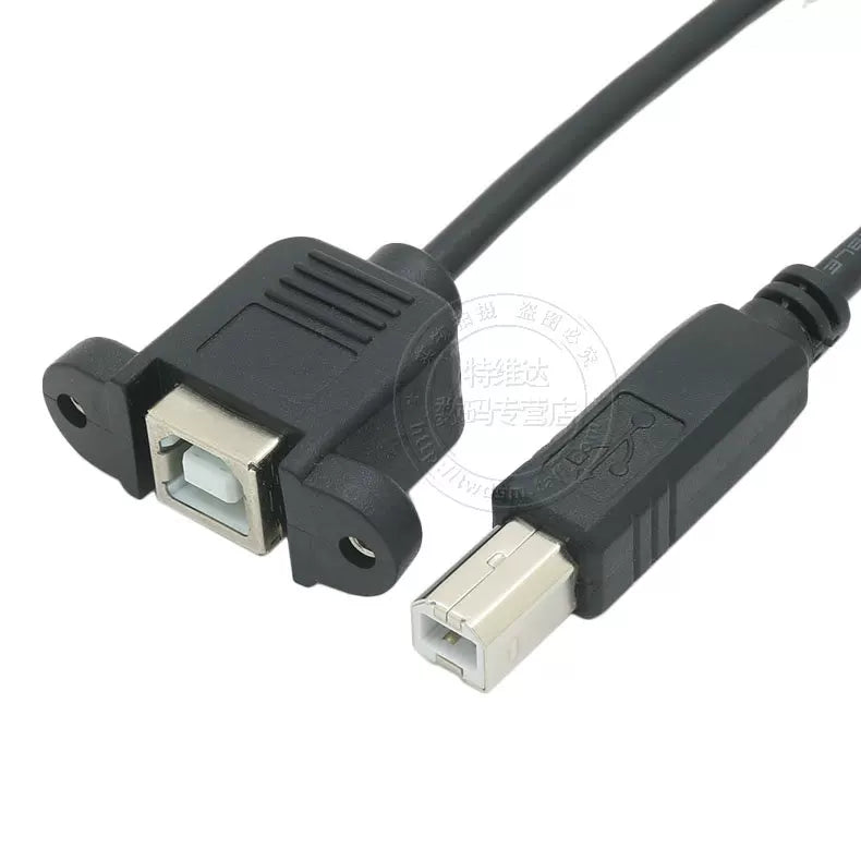 Dirsəkli USB çap portu kişidən qadına uzatma kabeli USB-B kişidən qadına uzatma kabeli Canon HP printer məlumat uzantısı üçün uyğun vida dəliyi ilə