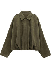 WMXZ Yaz Yeni Gəlişi Qadınlar üçün Batwing Qollu Yaxalı Zamşa Teksturalı Bomber Gödəkçə 4344155