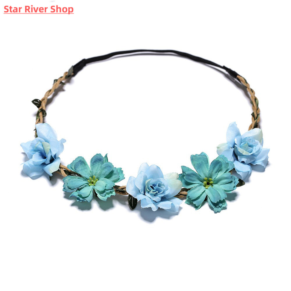 1 Piece Women Charming Floral Tiara Wedding Floral Headband Hairband A