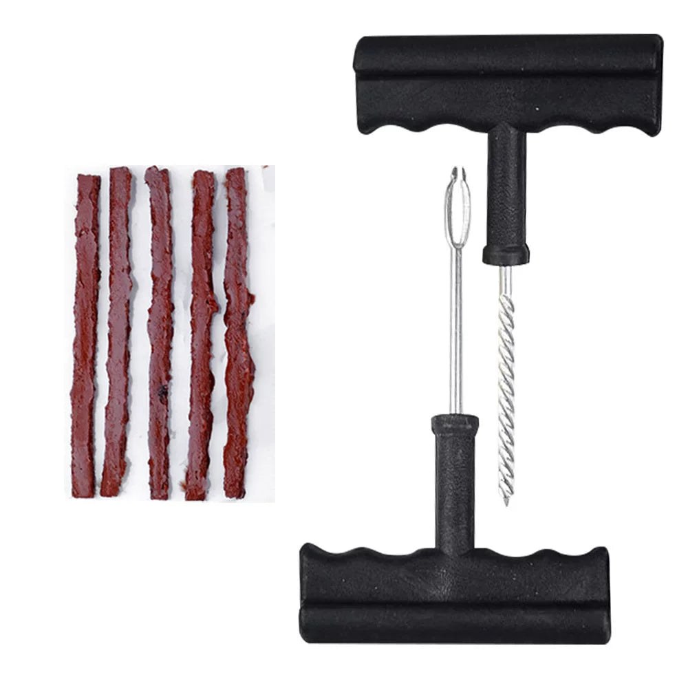 Car tire repair tool kit, motorcycle and electric vehicle tubeless tire repair tool kit, tire repair kit, emergency tire strips