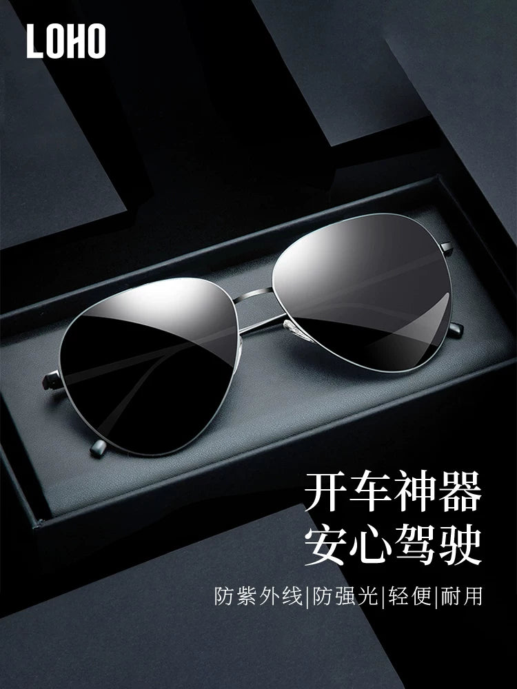 LOHO2026 polarizasiyalı kişi eynəkləri, sürücülük, balıq ovu, ultrabənövşəyi şüalardan qorunma, miyopiya üçün pilot çərçivəli günəş eynəyi