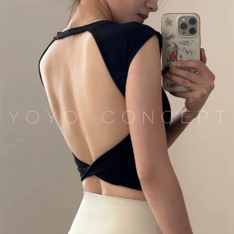 Yoyo idman jiletini tövsiyə edir, hamısı bir yerdə sabit sinə yastığı yoqa gözəllik arxası qadın fitness top Pilates məşq paltarı