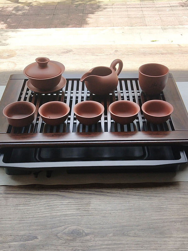 Kiçik çay nimçəsi ev Çin üslublu ofis bərk ağac kiçik çay masası saxlama və drenaj çekmecesi tipi Kung Fu çay dəsti drenaj çay nimçəsi