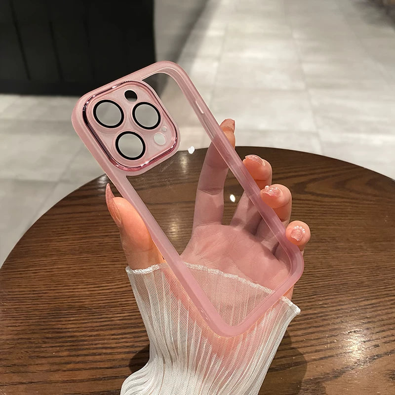 Apple 16promax shell iPhone13 üçün uyğun yüksək səviyyəli 17 tünd bənövşəyi şəffaf cib telefonu qutusu 17pm şüşə lens filmi 11 kişilər üçün yumşaq qabıq 14Pro sadə qadın 15pro qoruyucu qutu ilə gəlir
