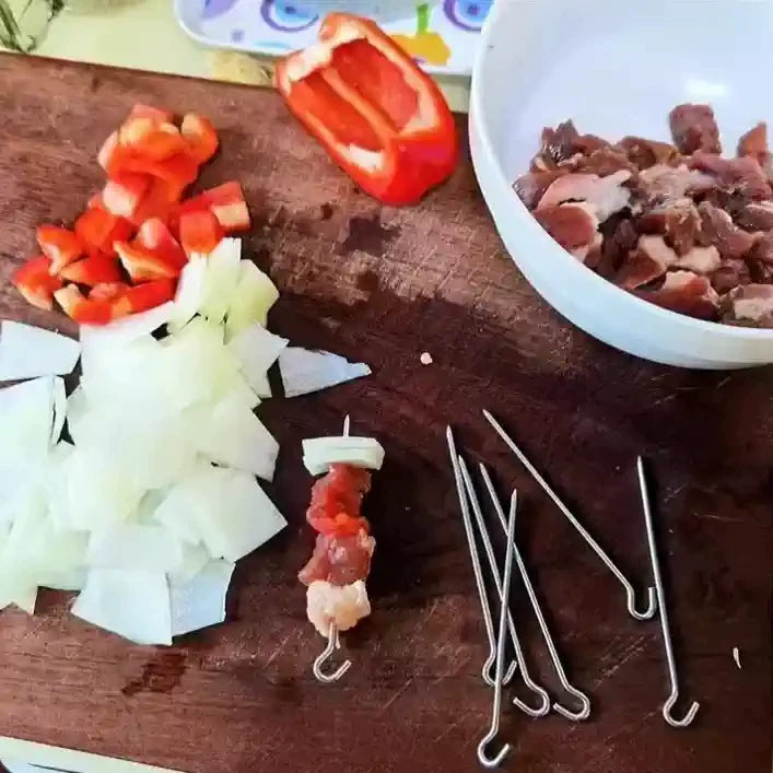 Hava qızartma qabı barbekü rəfi şaquli manqal sobası paslanmayan poladdan yuvarlaq şişlər manqal asılan xüsusi şaquli rəf