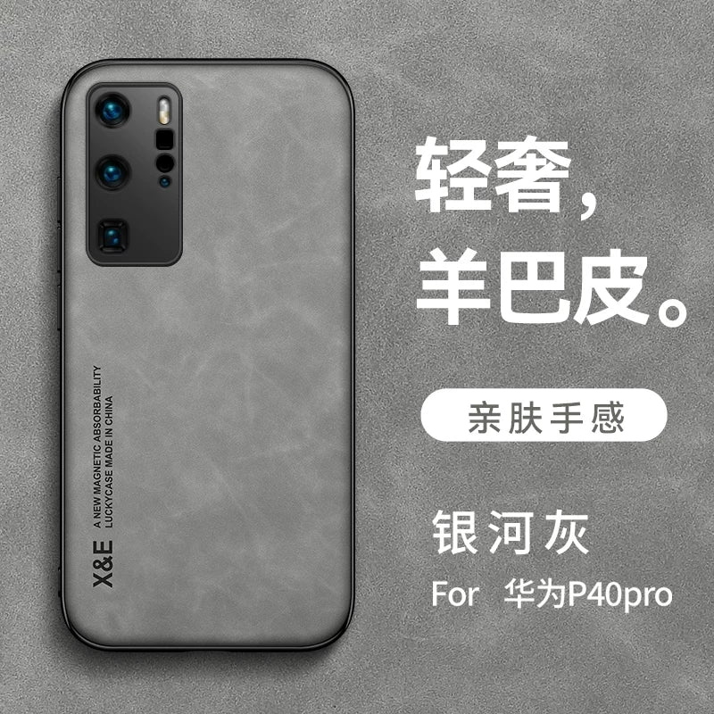Huawei p40 mobil telefon qutusu p40pro üçün uyğundur ultra nazik silikon düşməyə qarşı yüksək səviyyəli həqiqi dəri kişi p4o+ quzu dərisi maqnit qoruyucu örtük yüksək səviyyəli por lens hər şey daxil yumşaq qabıq kişi və qadınlar üçün yeni model