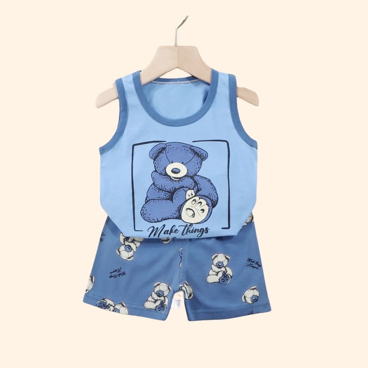 2PCS Uşaq Geyim Jilet Kostyum Uşaq Dəstləri Summer Cott - 2
