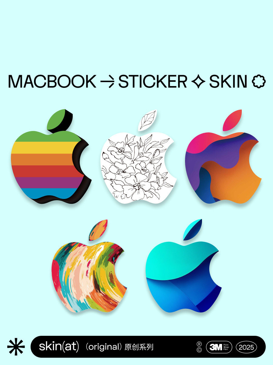 SkinAT notebook MacBook Neo filmi, MacBook Air13 kreativ loqo stikeri, kreativ göy qurşağı Pro14 loqosu stikeri, Apple loqosu stikeri, yapışqan qalmayıb üçün uyğundur.