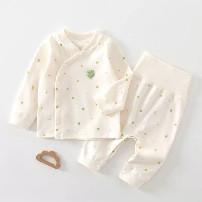 Körpə və yeniyetmələr üçün erkən payız geyimləri, oğlan və qızlar üçün A sinif təmiz pambıqdan yüksək belli pijamalar dəsti