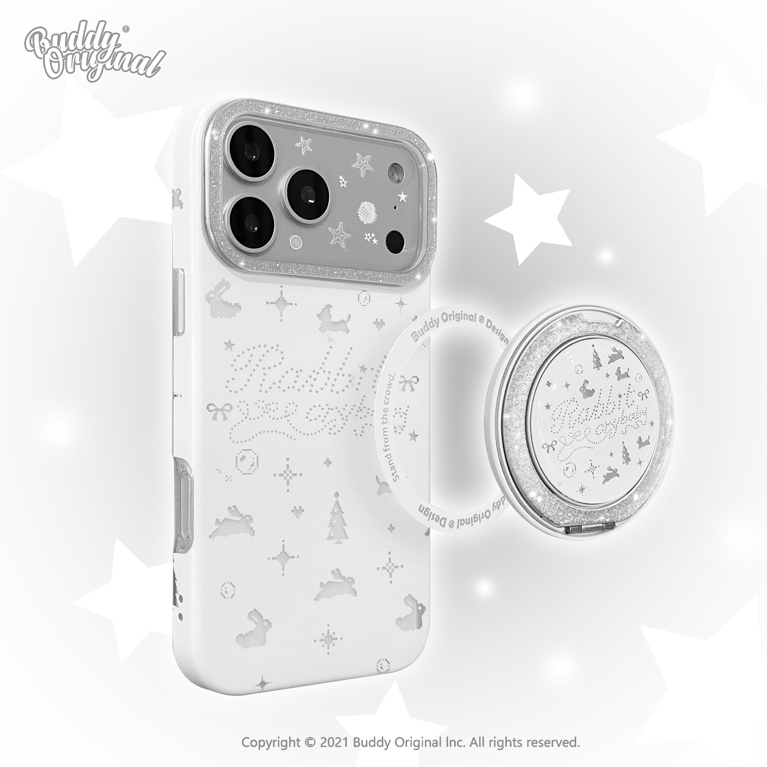 BUDDY orijinal qar ağ parlaq parlaq iphone17 cib telefonu qutusu sevimli stil alma 16promax qoruyucu örtük maqnit emiş 15pro yeni stil 17promax qabaqcıl