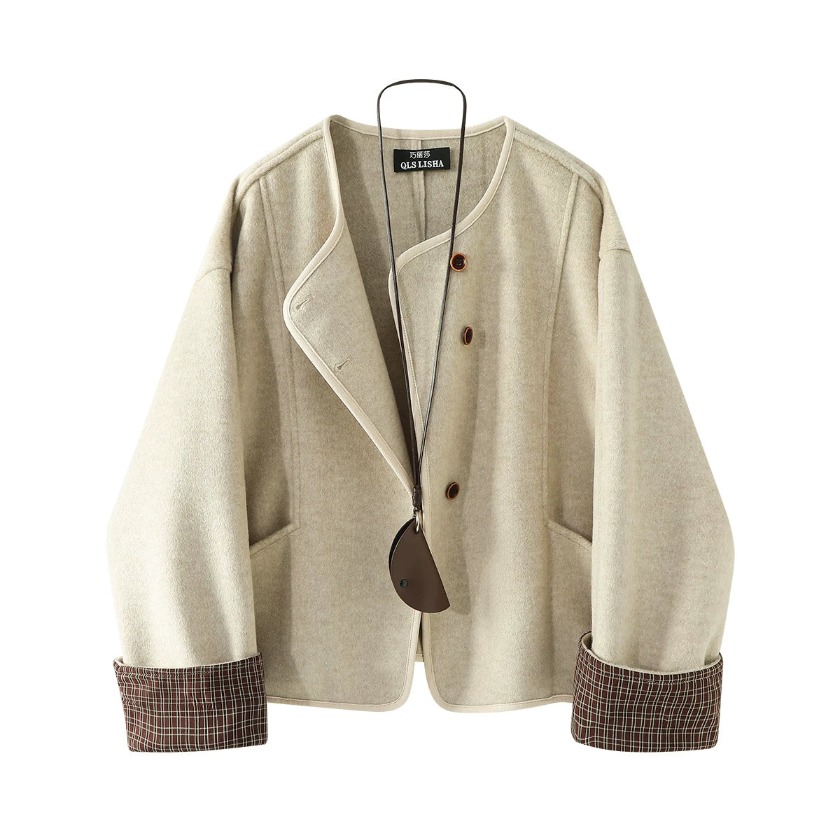 Cholisa Tünd Boz Yüksək Keyfiyyətli Yun Palto, 2026 Yaz/Payız Yeni Modeli, Boş Oturmalı, Zərif və Çoxfunksiyalı Qadınlar üçün İkiüzlü Yun Palto