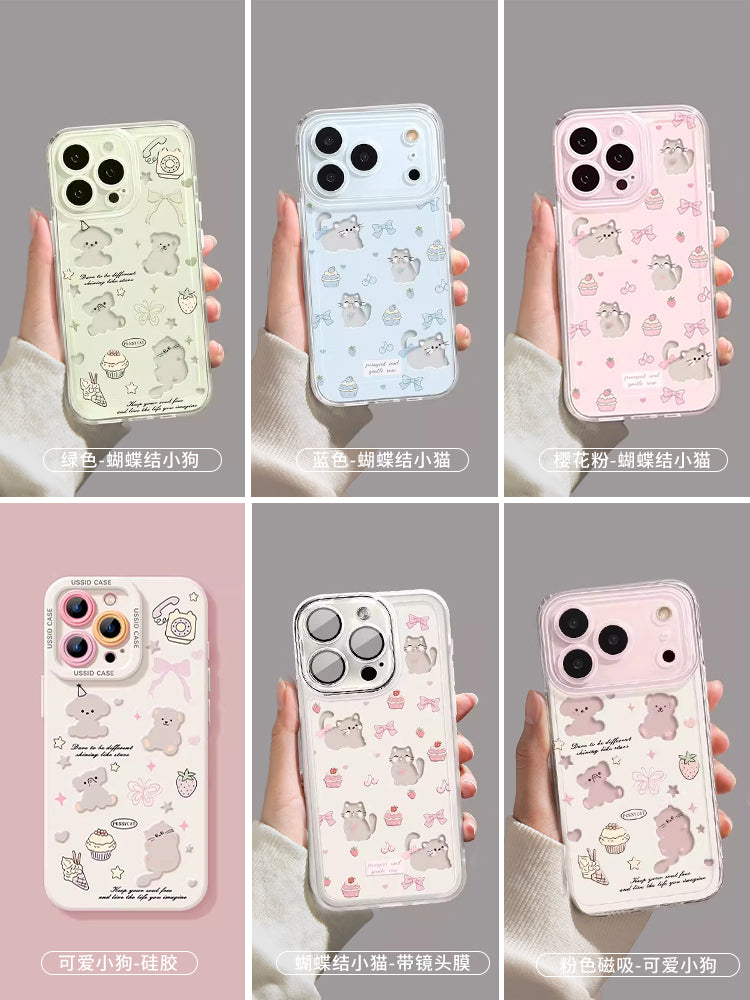 Uston Apple 17 mobil telefon qutusu üçün uyğundur 17Promax yeni 15 şəffaf pişik 14 hər şey daxil 16 çəhrayı sevimli 16pro qadın 16promax xüsusi 13 it 17pro dəsti iphone17 seriyası
