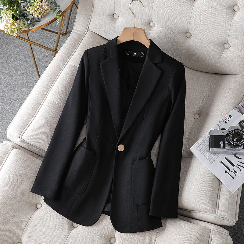 Qadınlar üçün Payız/Qış üçün Qısa, Gündəlik, Yüksək Seçimli Qara Pambıq Astarlı Kostyum Gödəkçə