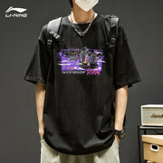 Li Ning qısaqol köynək kişi anti-Wu seriyası yeni yay tərzi milli moda təsadüfi cüt şəfqətli köynək idman təmiz pambıq yarımqol