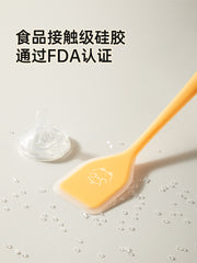 Cui Da Huang silikon spatula dəsti şorba qaşığı kiçik kürək körpə əlavəsi qida dərəcəli yumşaq taxta krem spatula
