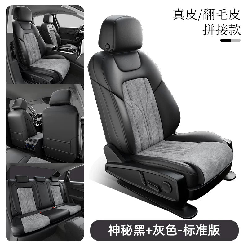 Zamşa avtomobil oturacağı yastıqları, orijinal dəri oturacaq üzlükləri, tam örtüklü, bütün mövsüm üçün, yeni yüksək səviyyəli avtomobil oturacağı üzlükləri və yastıqları