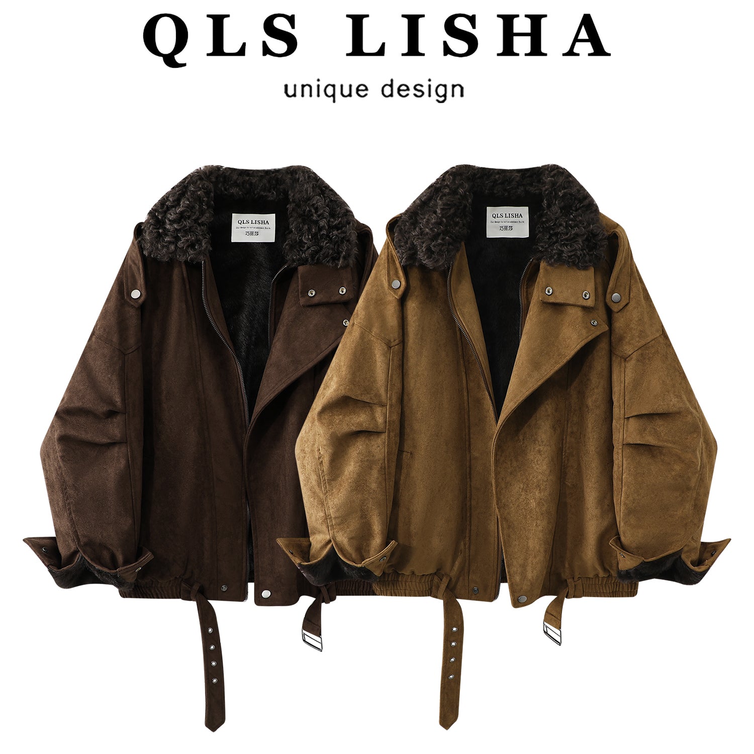 Chorlisa Retro Yun Astarlı Qalınlaşmış Maral Dərisi Palto Qadınlar üçün 2025-ci ilin Qış Yeni Stil Yaxa İsti Motosiklet İş Gödəkçəsi