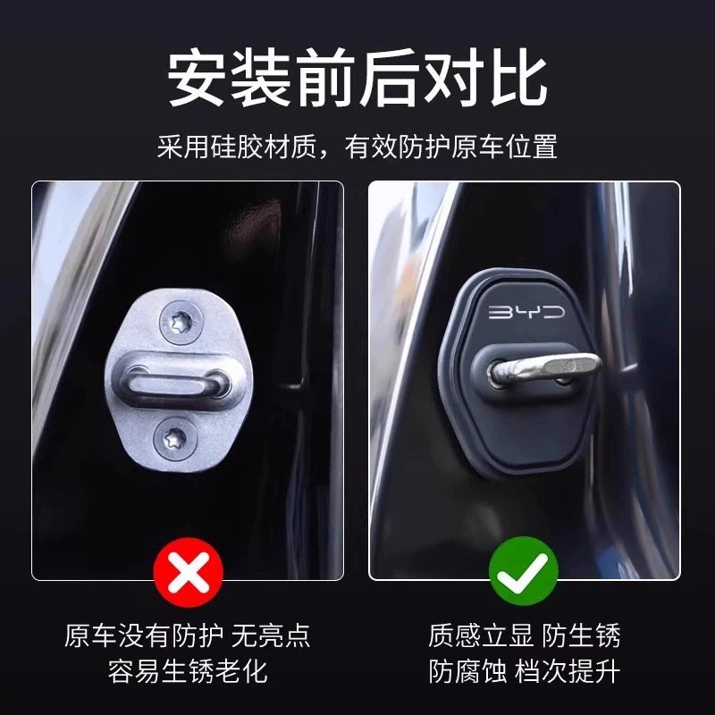 BYD Dolphin Seal Seagull Song PLUS Qin Han Tang Silikon Avtomobil Qapı Kilidi Qoruyucu Örtük Toka Amortizator Yastığı