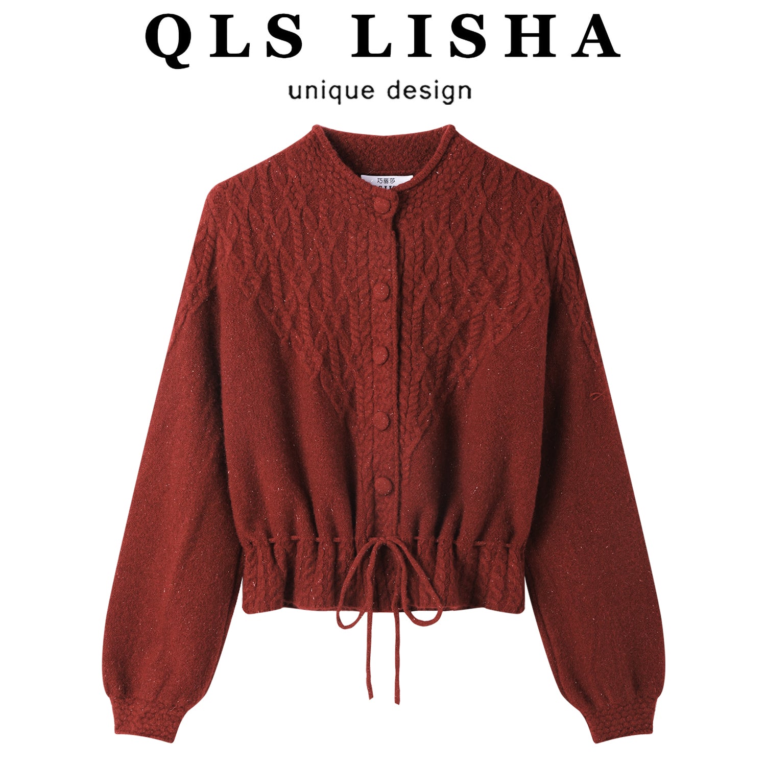 Chola Lisa-nın unikal və gözəl qırmızı Milad sviteri, payız və qış üçün şık qısa toxunmuş hırka.