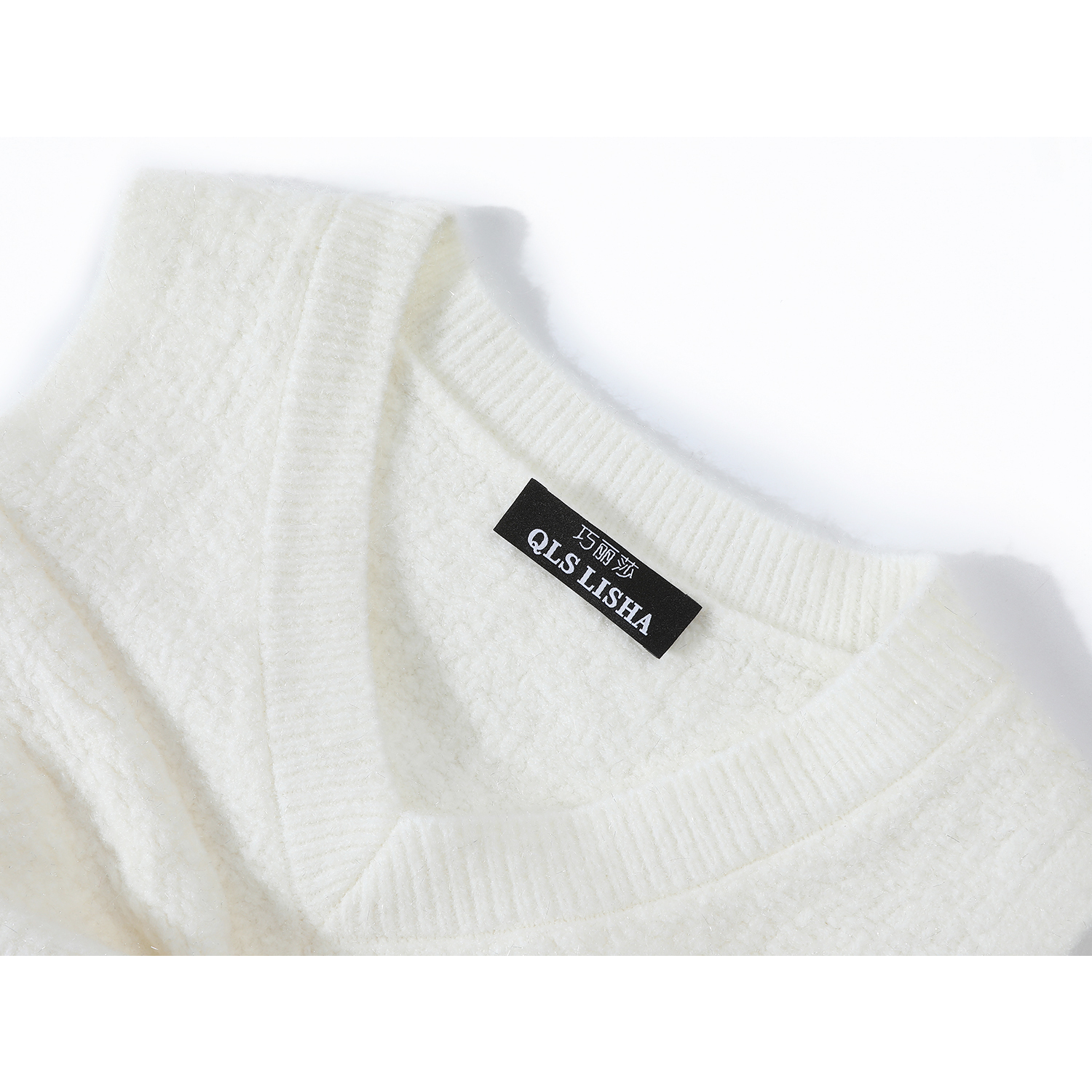 Qadınlar üçün Chorissa fransız üslubunda ağ sviter, payız və qış Milad üslubunda, unikal dizayn, yumşaq və gənc V-yaxalı top