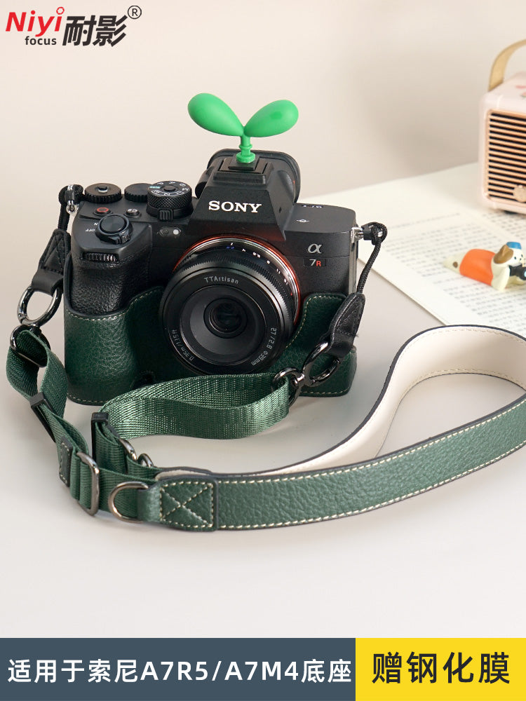 Sony A7M4/A7R5 A7M5 üçün uyğundur yarım dəst baza A7C2/A7CR kamera çantası dəri çanta çiyin qayışı əl qayışı bilək qayışı ZVE10/a7c2 birinci və ikinci nəsil kamera qutusu