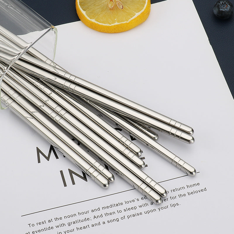 Paslanmayan polad çubuqlar 304 məişət oteli sürüşməyən yanmağa qarşı kvadrat metal çubuqlar gümüş dəmir sürətli 10 cüt ailə dəsti