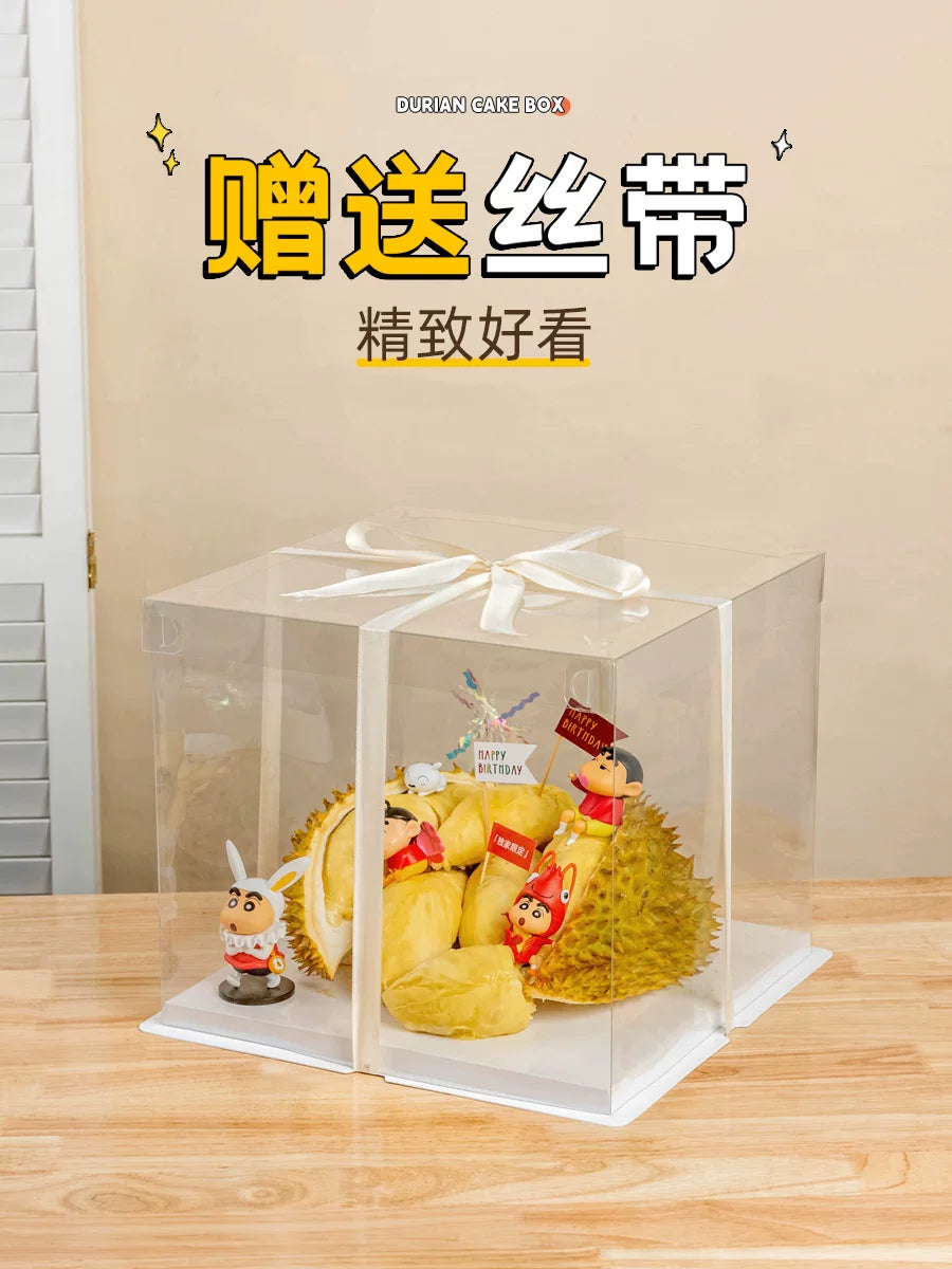 Durian tort qablaşdırma qutusu diy materialı ad günü hədiyyə qutusu qablaşdırma xarici nimçə şəffaf 8 səkkiz düym 10 on bəzək 6