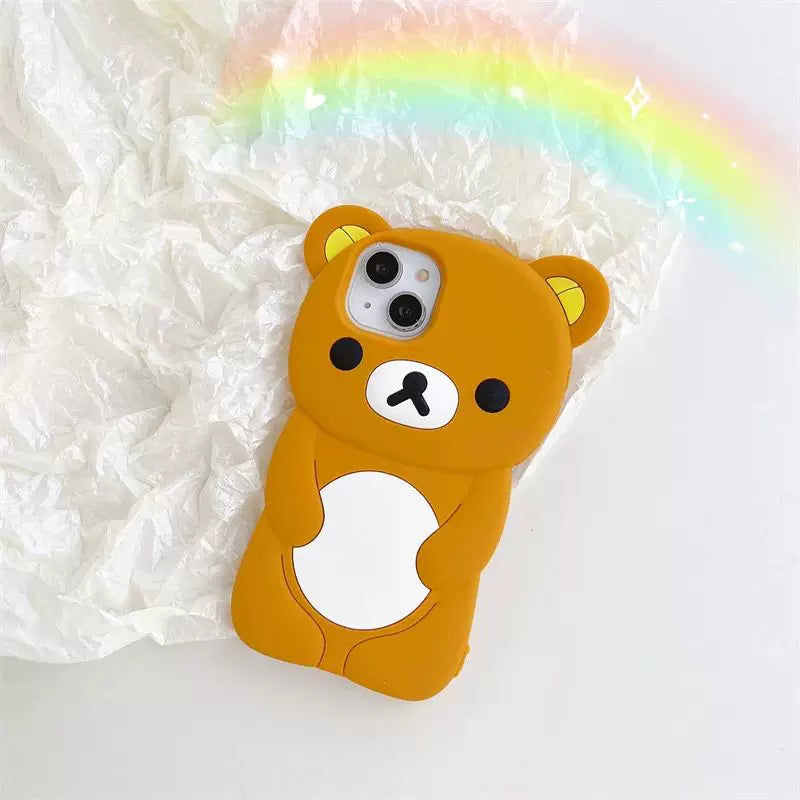 iPhone 16 promax üçün şirin cizgi filmi Rilakkuma ayı telefon qabı
