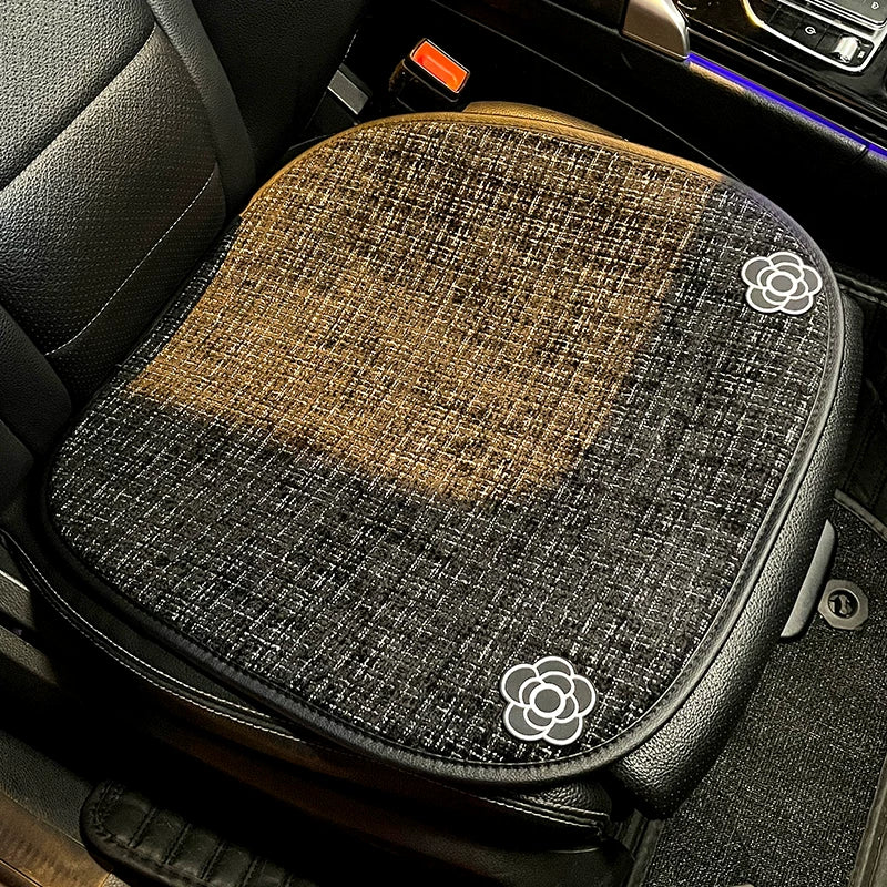 Linen car seat cushions, for all seasons, premium feel, new style, women's seat cover, star-shaped car seat cover and cushion set, five-piece.