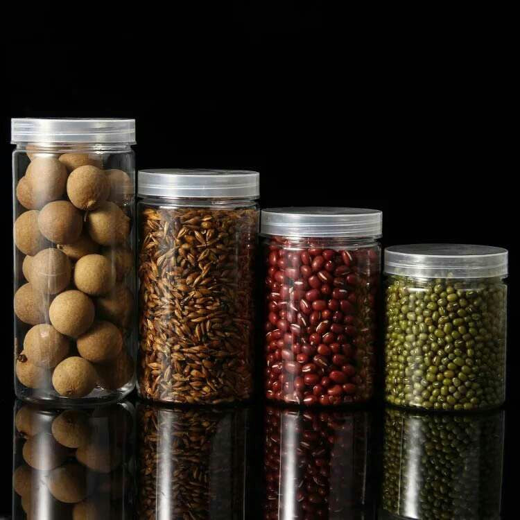 Möhürlənmiş banka plastik bal şüşəsi banka saxlama qutusu taxıl saxlamaq üçün şəffaf şüşə plastik möhürlənmiş banka plastik