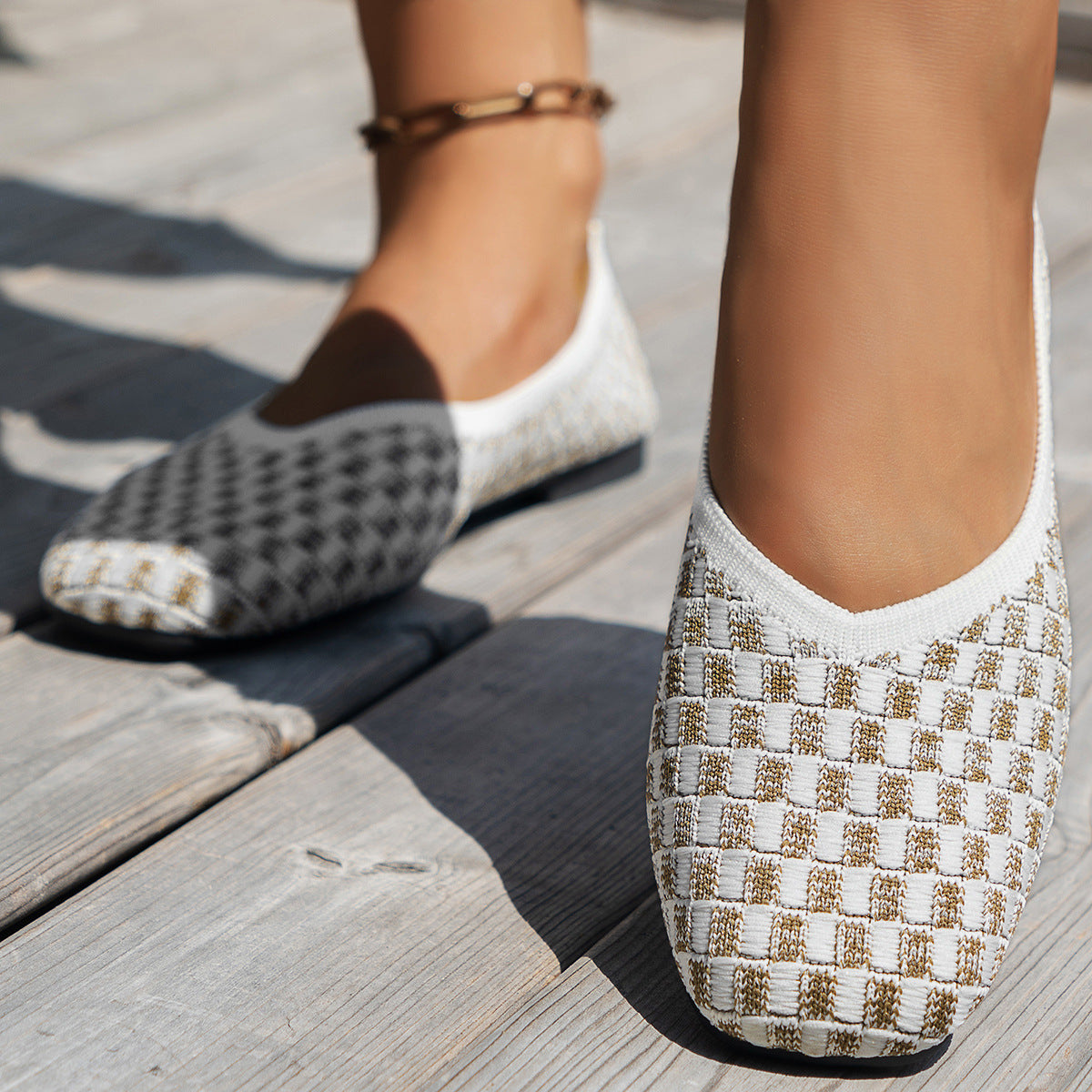 2025 Plus Size Kvadrat Düz Ayaqqabı Qadın Ayaqqabı İdman Gündəlik
