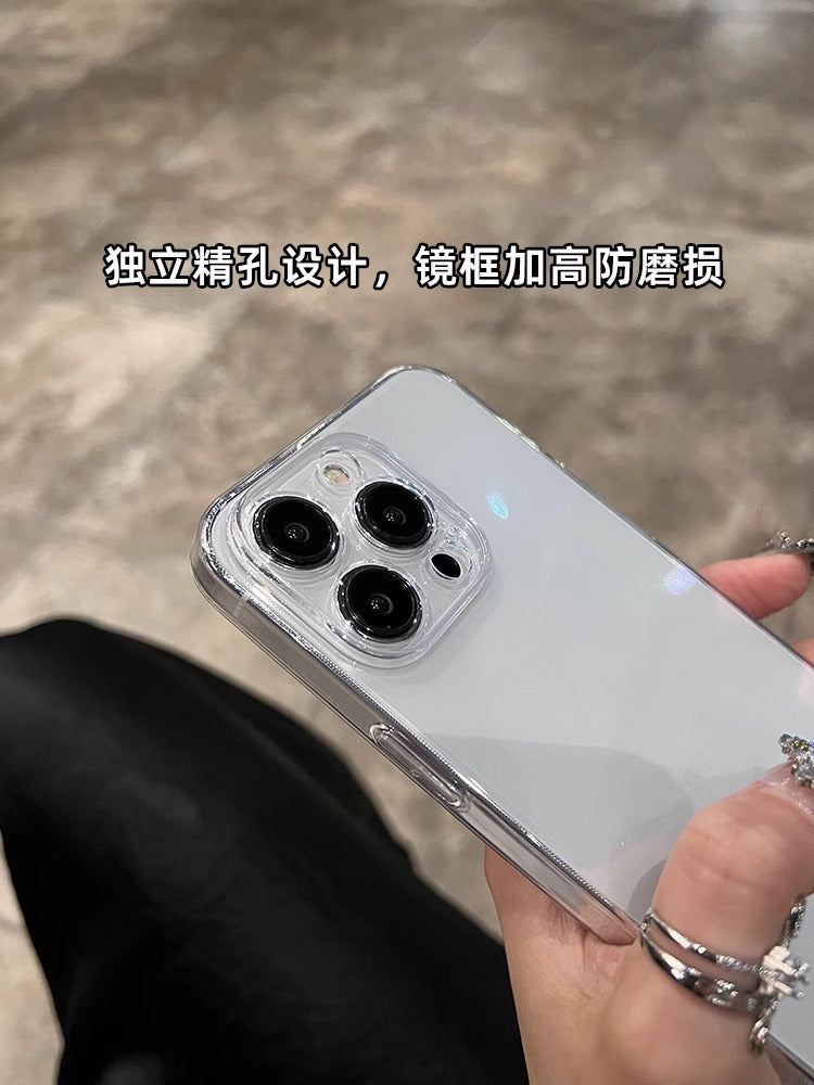 Telefonun yumşaq qabığı zədələnmir iphone16promax cib telefonu qabı 15pro şəffaf silikon yumşaq qabıq Apple 17proMax qabaqcıl ultra nazik 14plus sadə düşməyə qarşı 13/12 hər şey daxil qoruyucu örtük