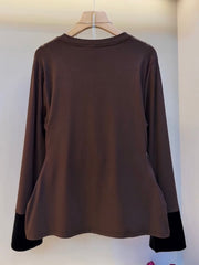 2025 Autumn/Winter Plus Size Women's Clothing - Super Cute Korean Style Casual Design, Lightweight Luxury Velvet Faux Two-Piece Camisole Top