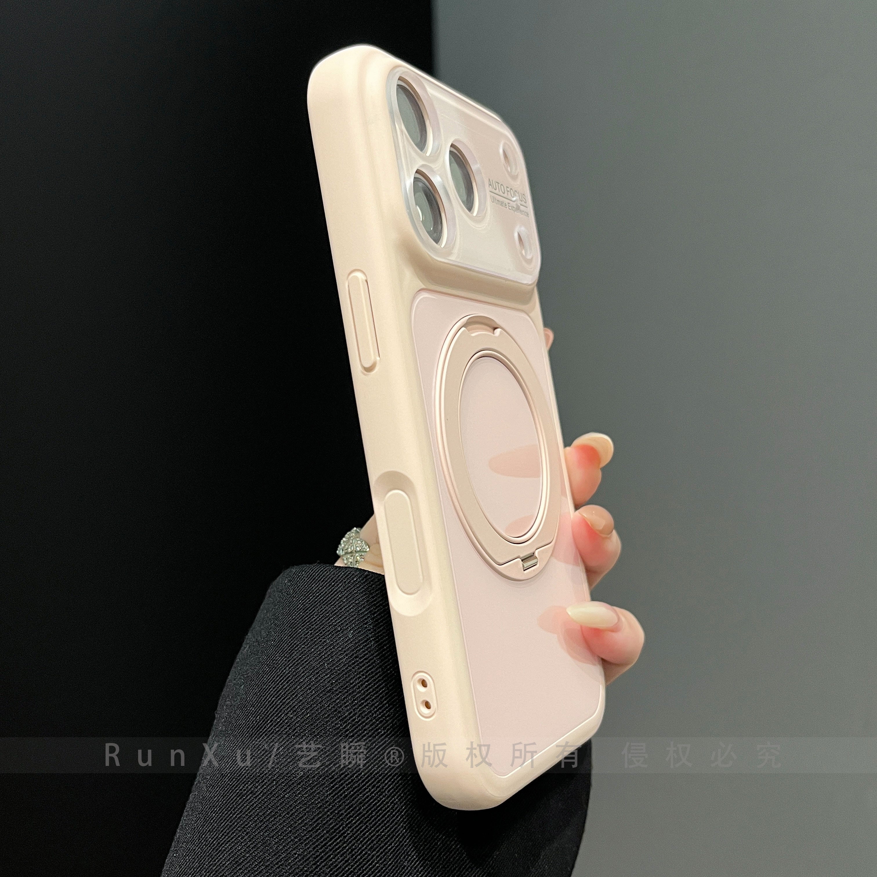 Parlaq partlamaya davamlı temperli şüşə dayaq qabığı Apple 17ProMax cib telefonu üçün uyğun yeni iPhone16pro 360° fırlanan stend 15:00 qadın 17 düşməyə qarşı hər şey daxil qoruyucu örtük
