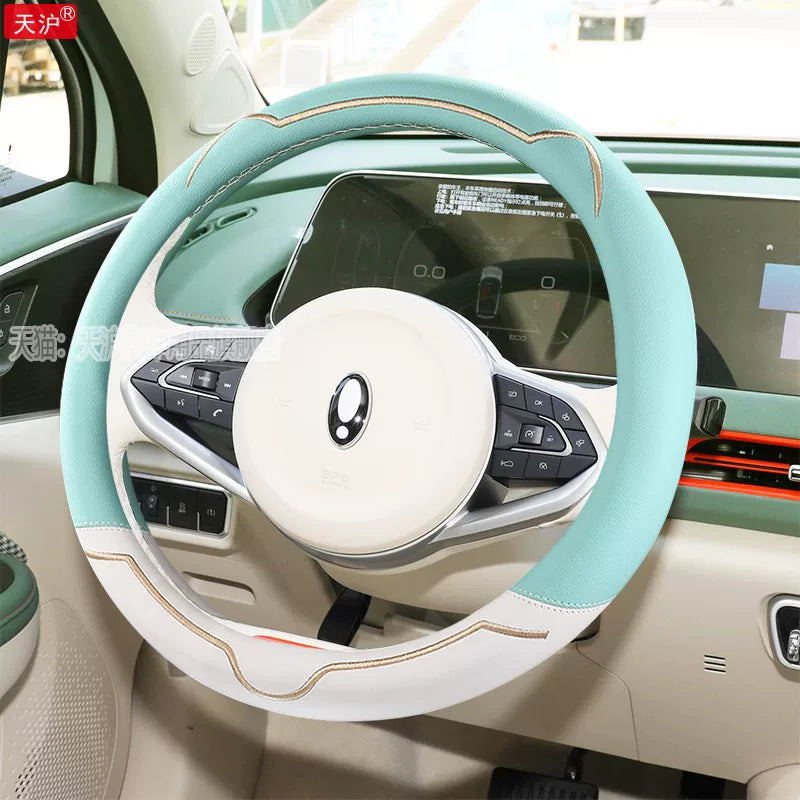 ORA Good Cat Car Steering Wheel Cover GT Car Interior Accessories Support Cover Popular Cream Green Winter Plush For Women
