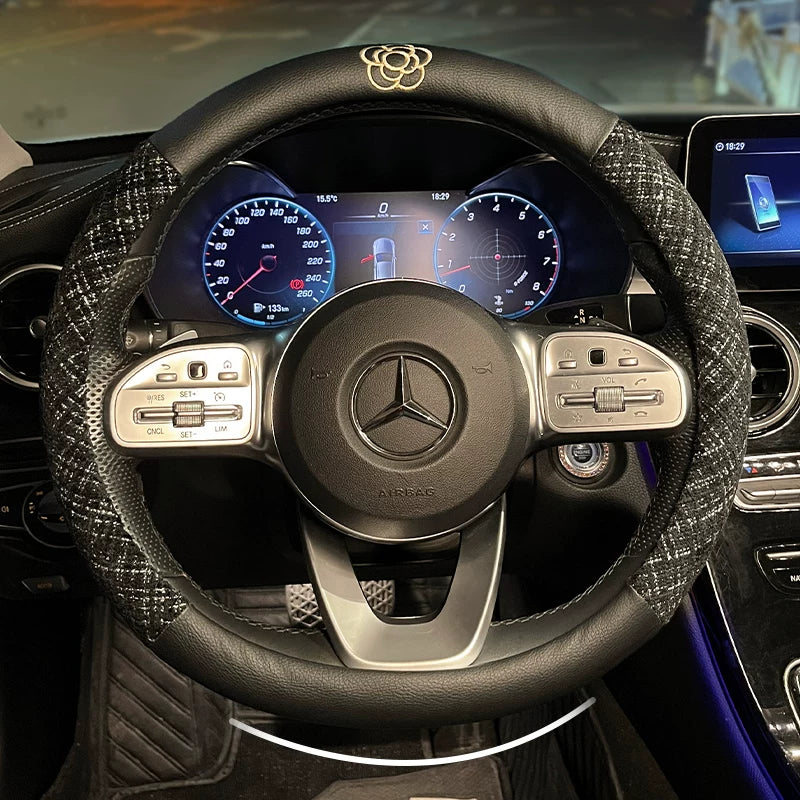 Linen car seat cushions, for all seasons, premium feel, new style, women's seat cover, star-shaped car seat cover and cushion set, five-piece.