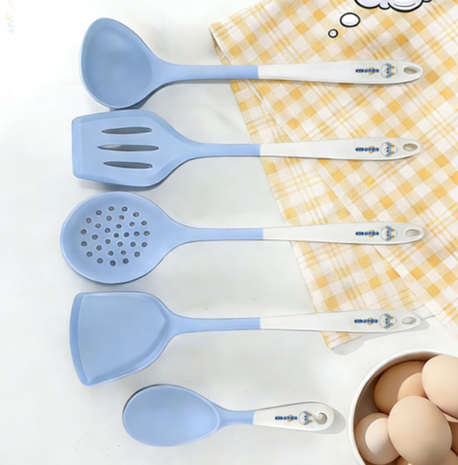 Xiaolinglong beş hissəli silikon qaşıq və spatula dəsti
