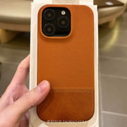 ins narıncı düz dəri tikişi toxunmuş naxışlı maqnit doldurulması iPhone Air Apple 17 promax mobil telefon qutusu 16 barmaq izi əleyhinə 15/14 yarım paket 13/12 dənəli buzlu sərt qabıq düşməyə qarşı