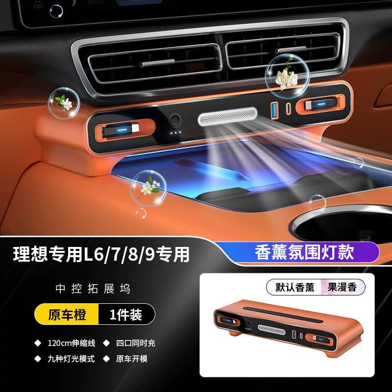 The all-new Li Auto L6, L7, L8 and L9 models feature a central control docking station, on-board charger, fast-charging retractable cable, ambient lighting and premium aromatherapy.