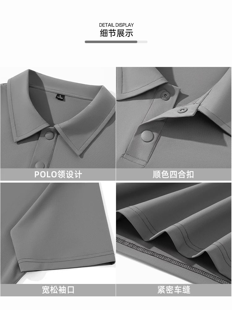 Woodpecker Dad Yay Kostyum 2026 Yeni Kişi Buz İpək Qısaqol T-Shirt Orta Yaşlı POLO Köynək Kişi Üç Parçalı Dəst Y