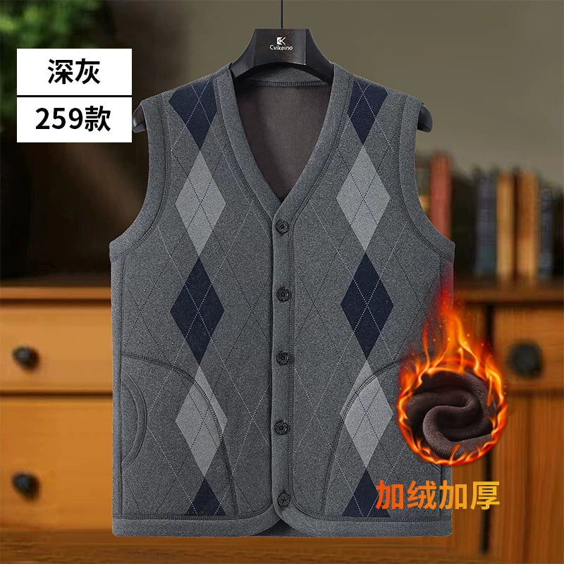 Orta və yaşlı kişilər üçün Roman kişilər üçün qış yun astarlı, qalınlaşdırılmış, isti jilet.